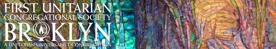 Detail of the Angel of Light Mosaic by Louis C. Tiffany on view in our Sanctuary